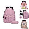 Demon Slayer Anime Cartoon Backpack Set For Students Durable Breathable And Lightweight