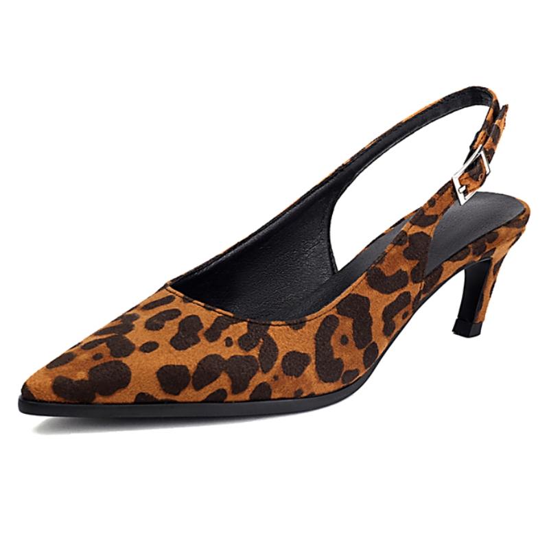 

Женские туфли на каблуке, мюли, летняя мода, флок, черный, коричневый, красный, леопардовый, для вечеринки, свадьбы, офиса, женские, с острым носком, с ремешком на пятке 39 коричневый