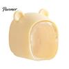 Waterproof Brush Holder Cute Bear Wall Mounted Toothbrush with Dustproof Flip Cover, Single Bathroom Decor Dispenser Storage Organizer, Drill-free