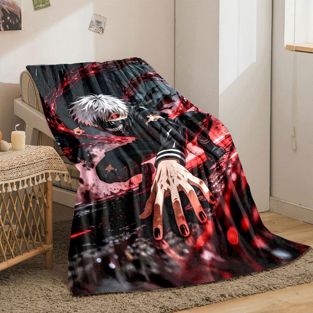 Masked Warrior with Red Aura Print Blanket Soft and Cozy Perfect for the Living Room Bed Sofa or a Nap,gift