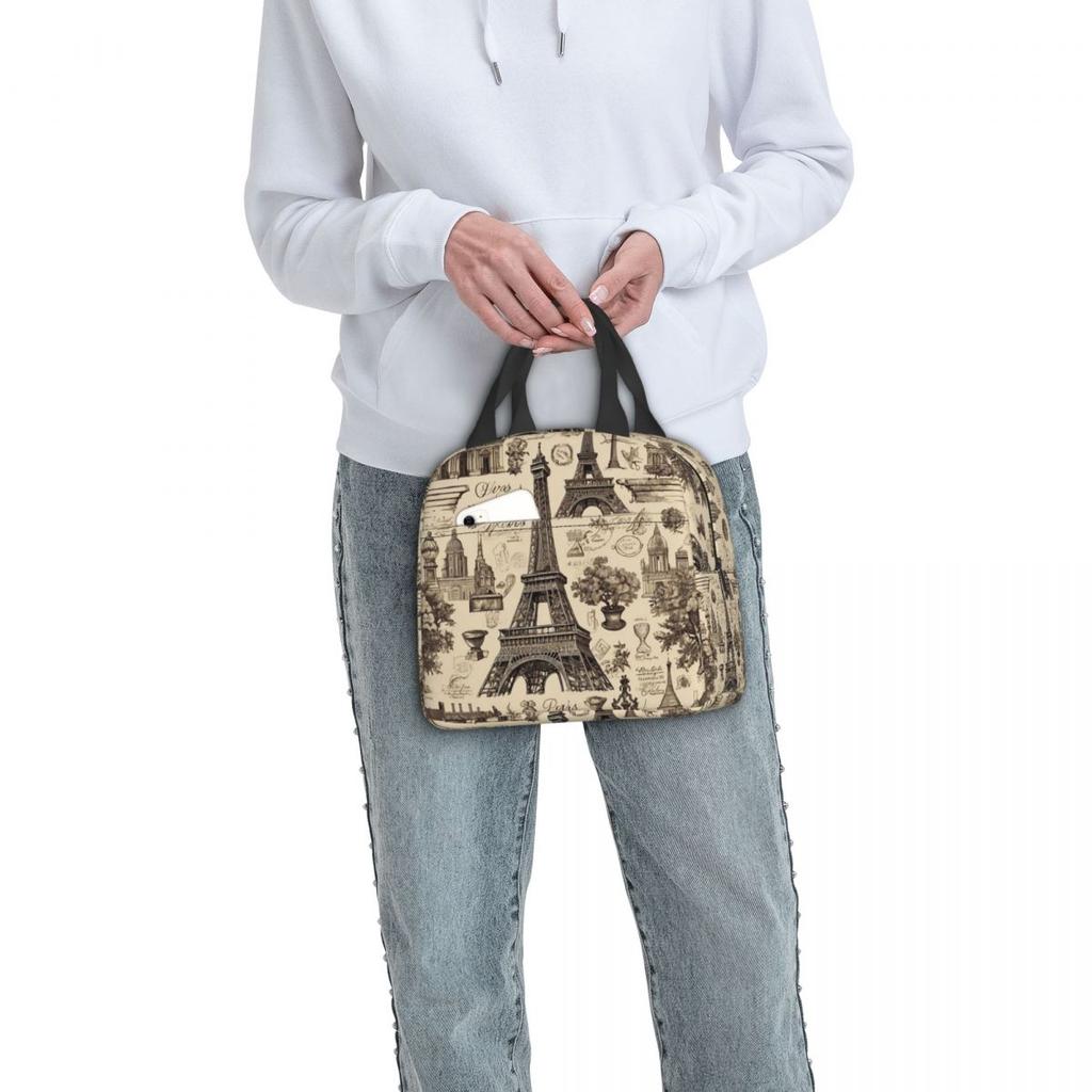 Borsa Termica per Pranzo Isolante Torre Eiffel Parigi Francia per Donne Bambini Scatole per Cibo Portatili Lunch Box Termico Borsa a Tote