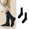 Men's Autumn and Winter Fleece and Thickened Mid-calf Socks, Color-blocked High-elastic High-calf Looped Long Socks, Trendy and Versatile Socks