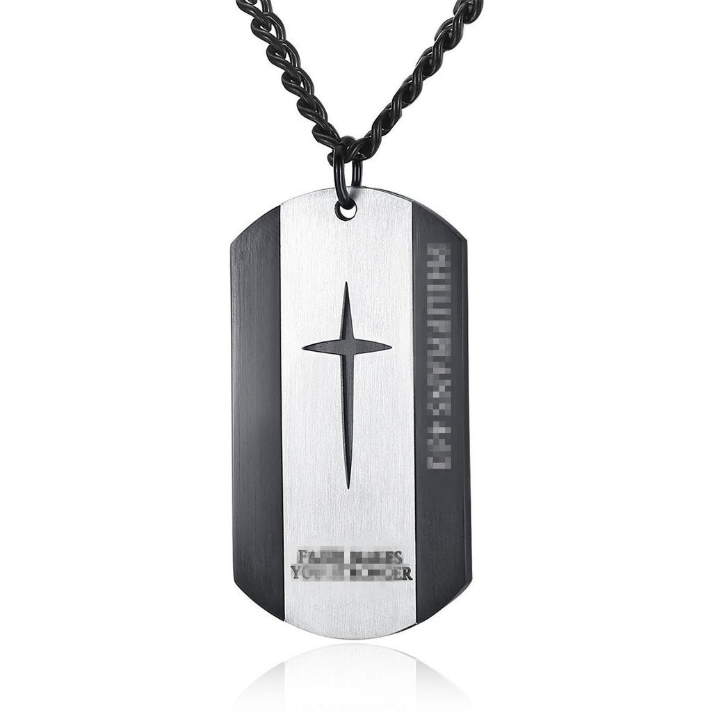 Silver Stainless Steel Cross Dog Pendant Necklace for Men