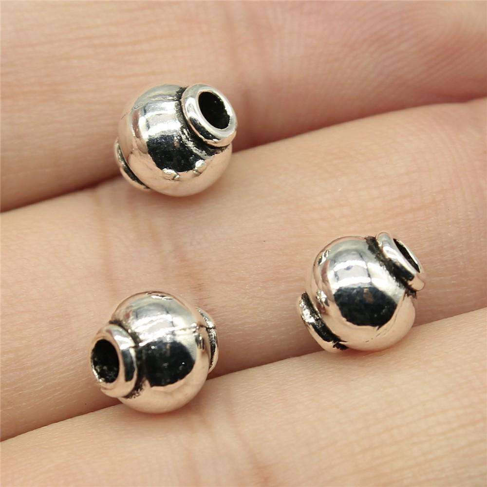 20pcs Antique Silver Color European Big Hole Beads Spacer Beads Charm Pendants Jewelry Accessories DIY