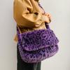 New Leopard Print Plush Messenger Bag Women'S Korean Version Fashion Imitation Fur Large Capacity Shoulder Bag Flip Trend