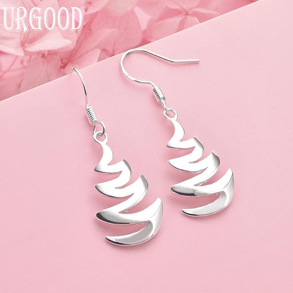 

925 Sterling Silver Fashion Geometric Earrings Wedding Jewelry 1.00*2.90cm