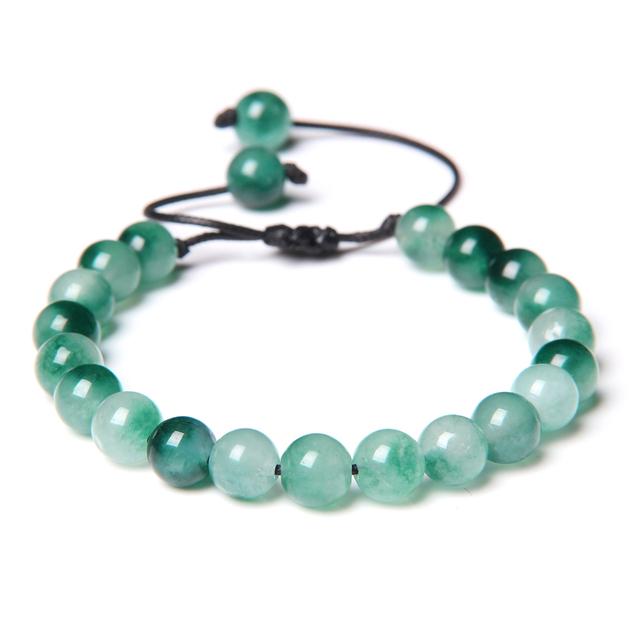 Pulseira trançada de pedra natural, jades verdes, turquesas africanas, contas, pulseiras de corda ajustáveis para homens e mulheres, presente criativo