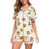 Womens Pajamas Set 2 Piece Button Down Shirts And Shorts Loungerwear Sets Ladies Summer Casual Comfy Sleepwear