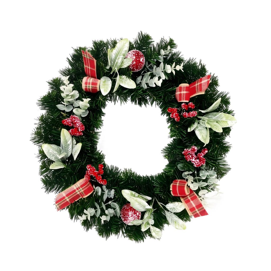 Christmas Artificial Flower Wreath for Front Door, Holiday Home Decor Hanging Ornament