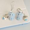 Blue Flocked Elephant & Ice Cream Charm Keychain Pendant
