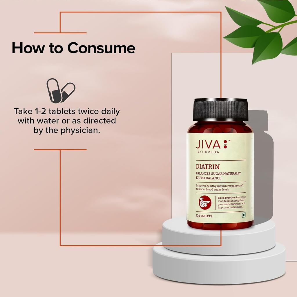 Jiva Diatrin Ayurveda 60 Tabletten 500mg X 5er-Pack zur Unterstützung des Stoffwechsels, der Ausdauer und des Blutzuckermanagements,