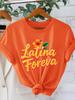 Latina Foreva Text Printed Womens Tshirt American Retro Outdoor Style Round Neck Short Sleeved Casual Top