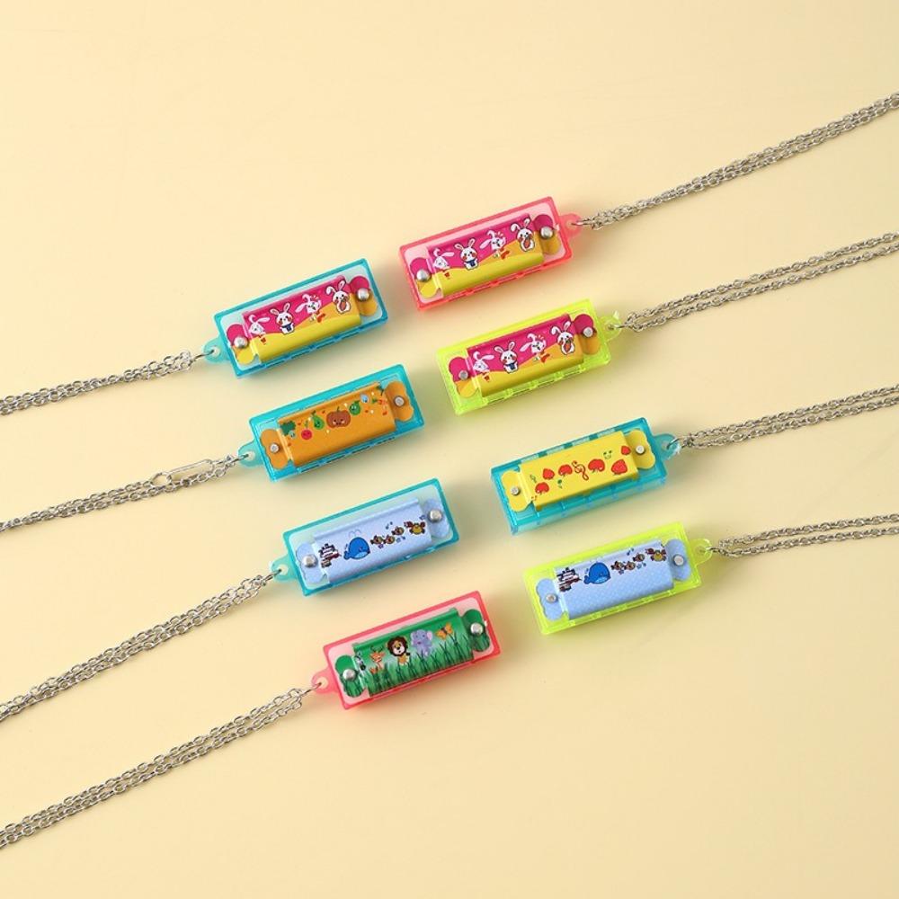 10pcs Mini Necklace Harmonica Cartoon Developmental Toys  Kindergarten School Gift Pack