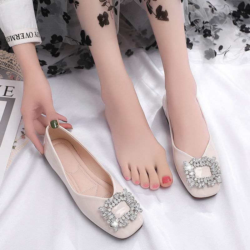 Large size women's shoes single shoes women's flat bottom versatile retro two wear foot cover lazy loafers grandma shoes four seasons bean shoes