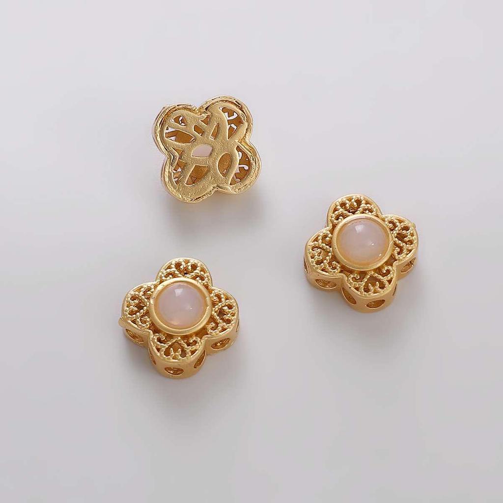 Handmade Copper Gold Spacer Beads: Zircon Jade Loose Gemstones for DIY Necklaces, Bracelets, Jewelry, and Pendant Accessories