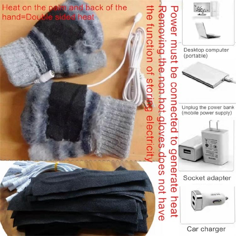 Unisex Winter USB Heated Mitten Convertible Half&Full Finger Gloves for Adult