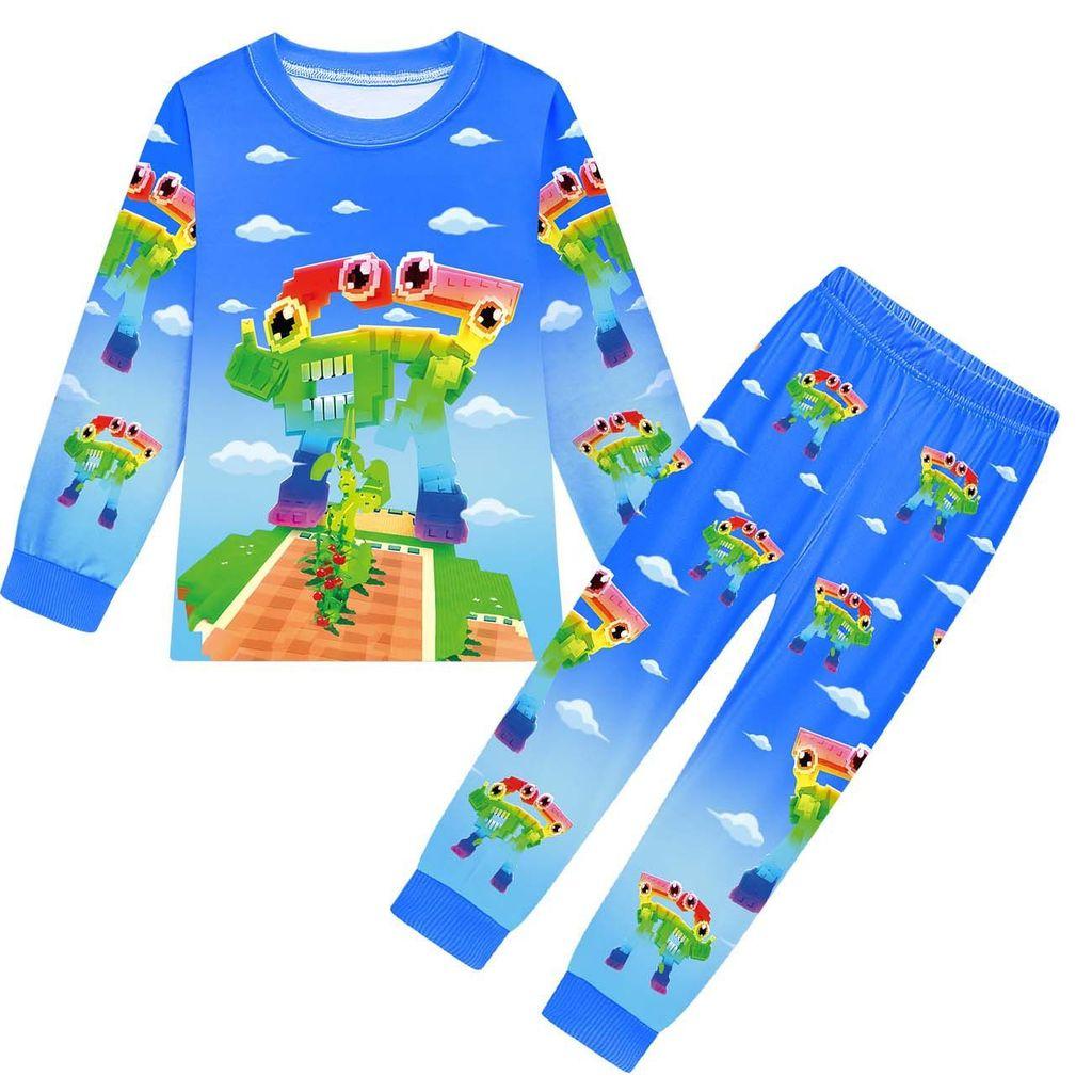 19705 Kinder Jungen Mädchen Steal a Brainrot 67 Six Seven Print Langarm T-Shirt Hose Pyjama Nachtwäsche Sets