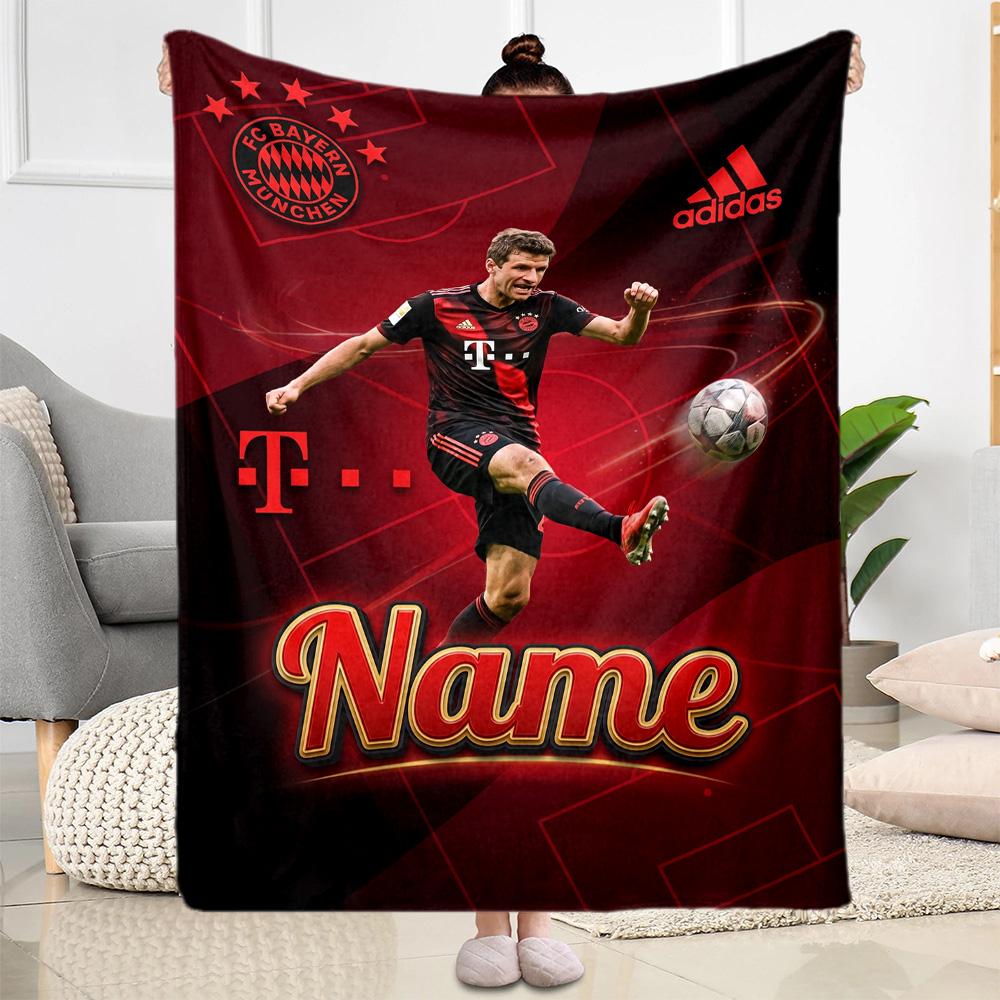 Bayern Munich Fan Gear Customize Your Name Blanket Throw Customizable Blanket Ultra-Soft Throw For Nap Chair Bed Sofa Ideal for All Seasons
