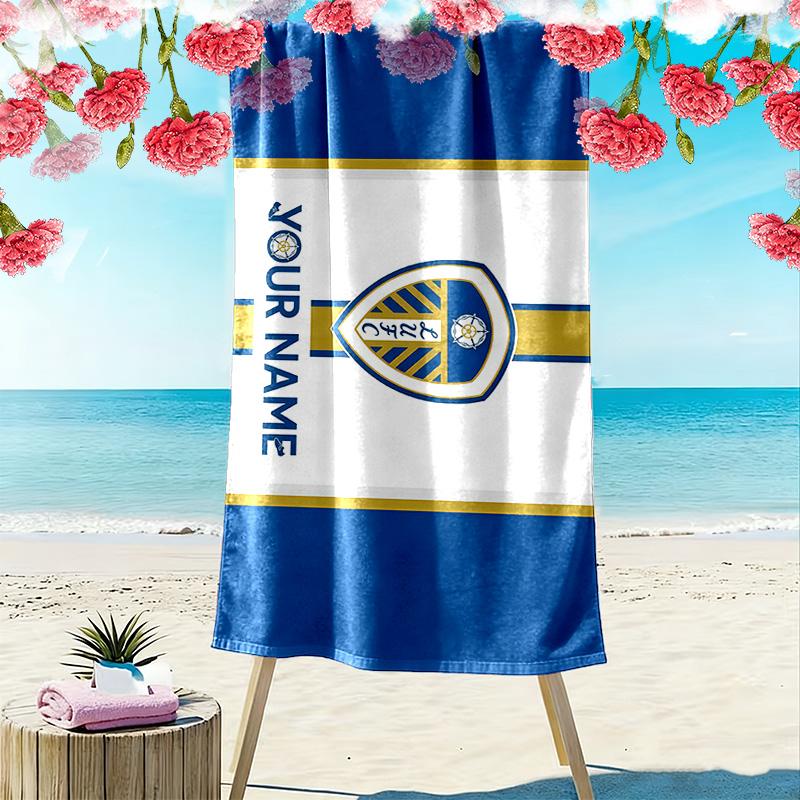 Leeds United FC Print Beach Towel, Large Soft Quick Dry Towel for Beach Camping Swimming