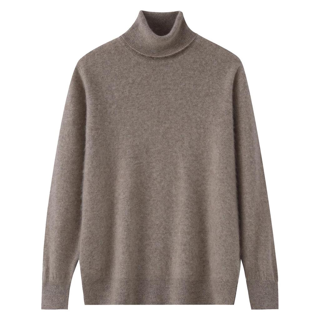 100% Pure Wool Men's High Neck Loose Knit Cashmere Sweater - Autumn/Winter Pullover Sweater