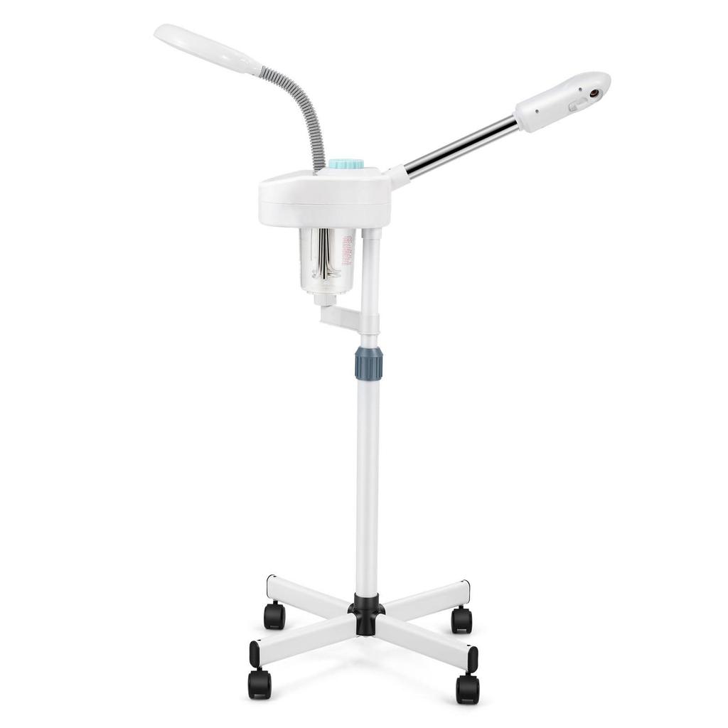 Dual-Function Facial Steamer with Touch Screen Timer, Cold/Hot Mist, LED Lamp, and Magnifying Glass