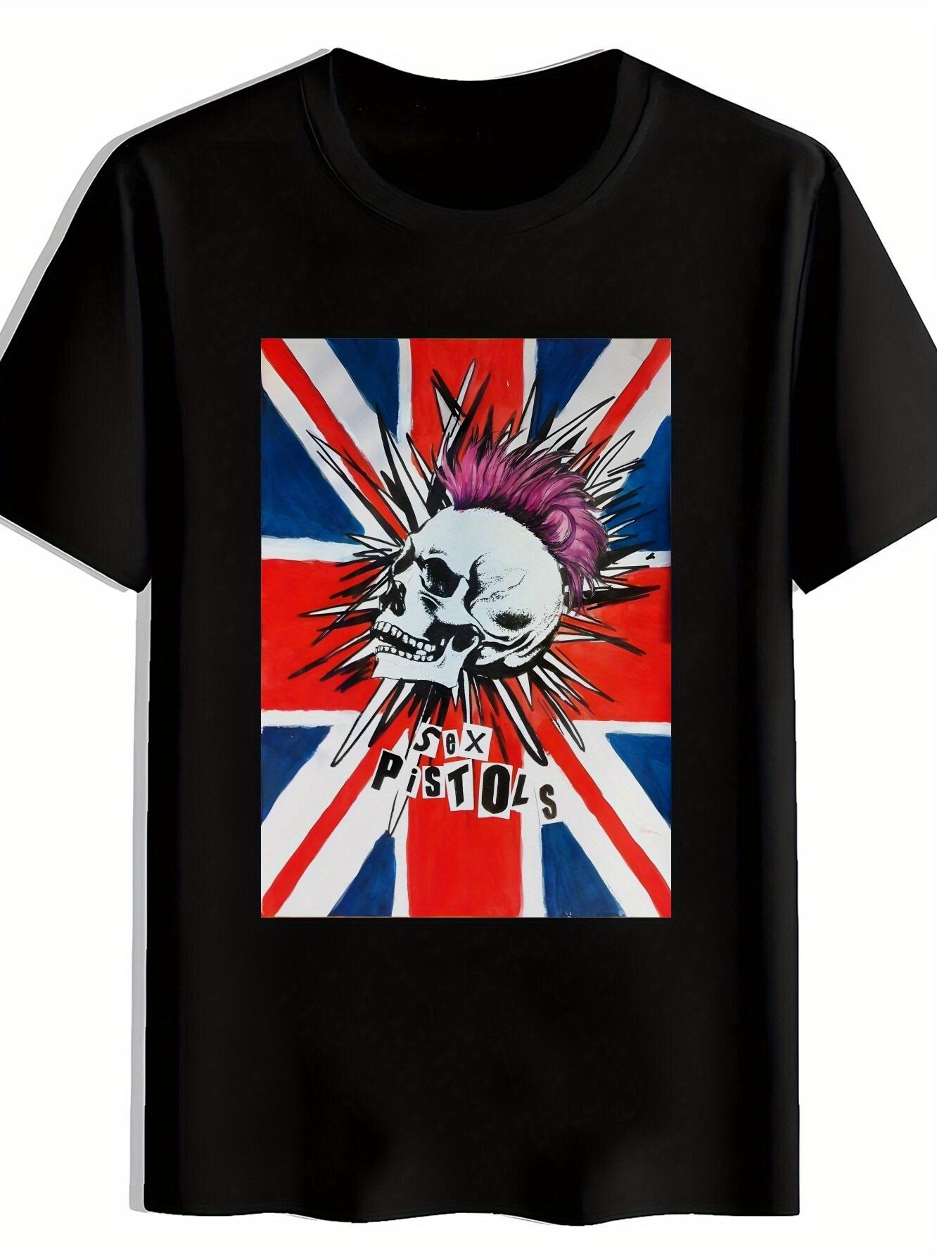 Black T-shirt with Skull and Union Jack Design - Sex Pistols Print XXL
