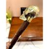 India Solid Brass Damage Skull Handle Wooden Walking Stick Cane 3 Fold Walking Stick Walking Stick