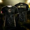 Mexican Flag 3D Print Mens Tshirt Fun 3D Eagle Pattern Short Sleeve Outdoor Football Sport Casual Top Summer Parent-child Tshirt