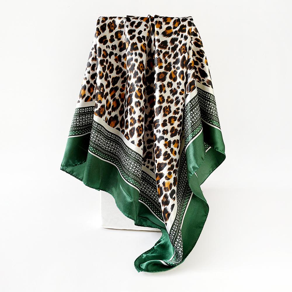 Artificial silk scarf 90cm women s new arrival headscarf satin square scarf leopard print shawl 90x90cm
