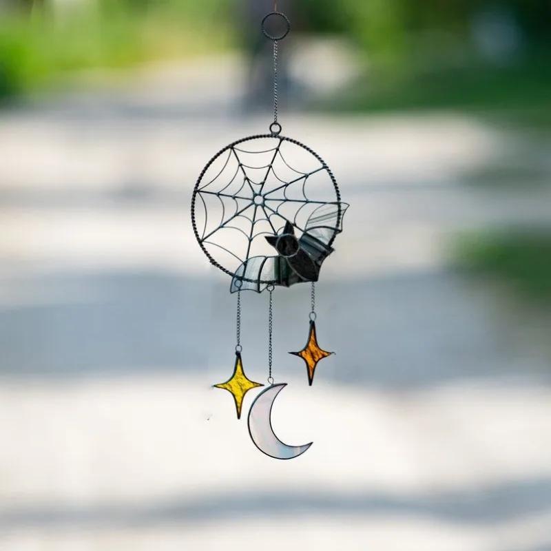 Creative Wind Chimes Halloween Decorations Gothic Bat Moon Star Hanging Ornament Window Wall Pendants Holiday Party Home Decors