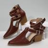 Sandali Estivi 2025 Donna Nuovi Quadrati Tacco Alto Punta Affilata Moda Fibbia Metallica Sexy Versatili 36-43 Sandali Grandi