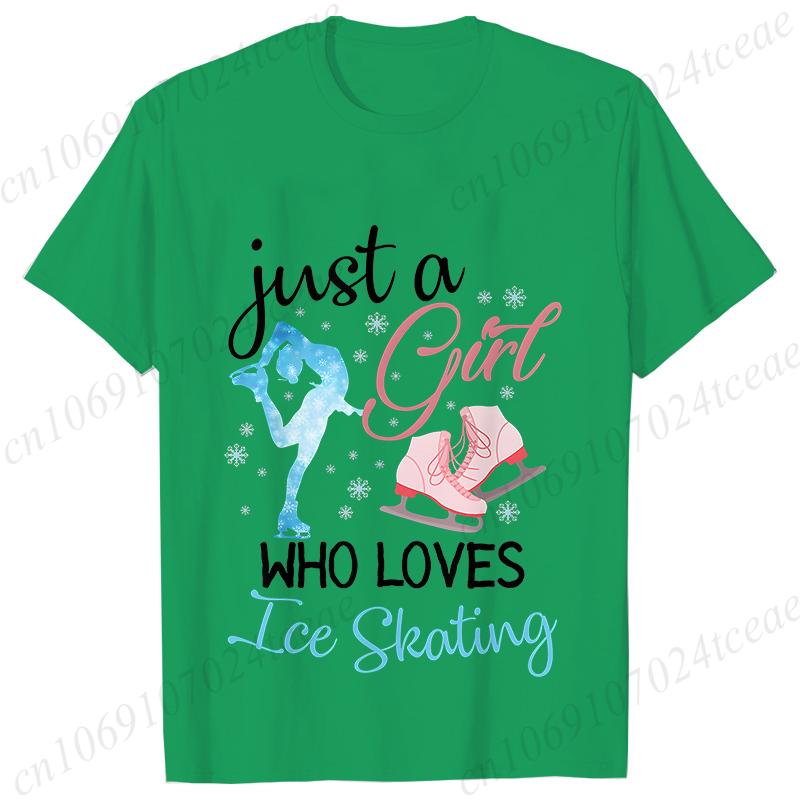 Funny Just A Girl Who Loves Ice Skating Tshirt Unisex Summer Cute  T Shirt Short Sleeve Skating Graphic Shirt Unisex Clothing