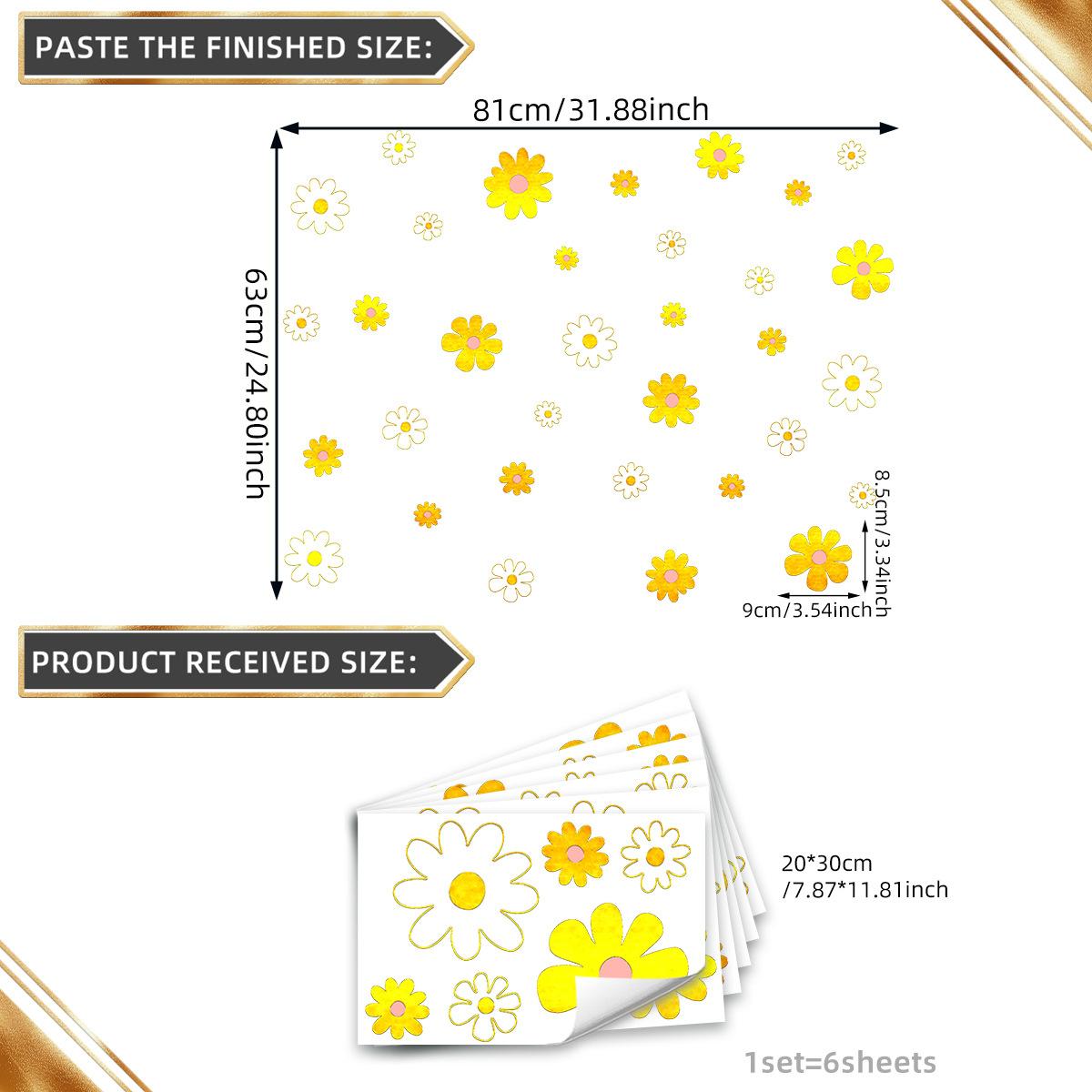 

Tj9002 Hand-Painted Yellow And White Small Daisy Bronzing Wall Sticker Decoration Living Room Bedroom Background Self-Adhesive Wall Sticker