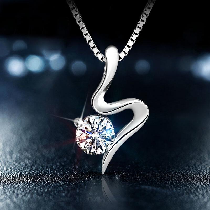 S925 Sterling Silver Aesthetic Necklace with Diamond Pendant - Japanese & Korean Style Clavicle Chain for Students