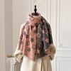 Luxury Women Two-Sided Print Scarf Soft Warm Pashmina Flower Shawl Winter Outdoor Coldproof Windproof Blanket Scarf