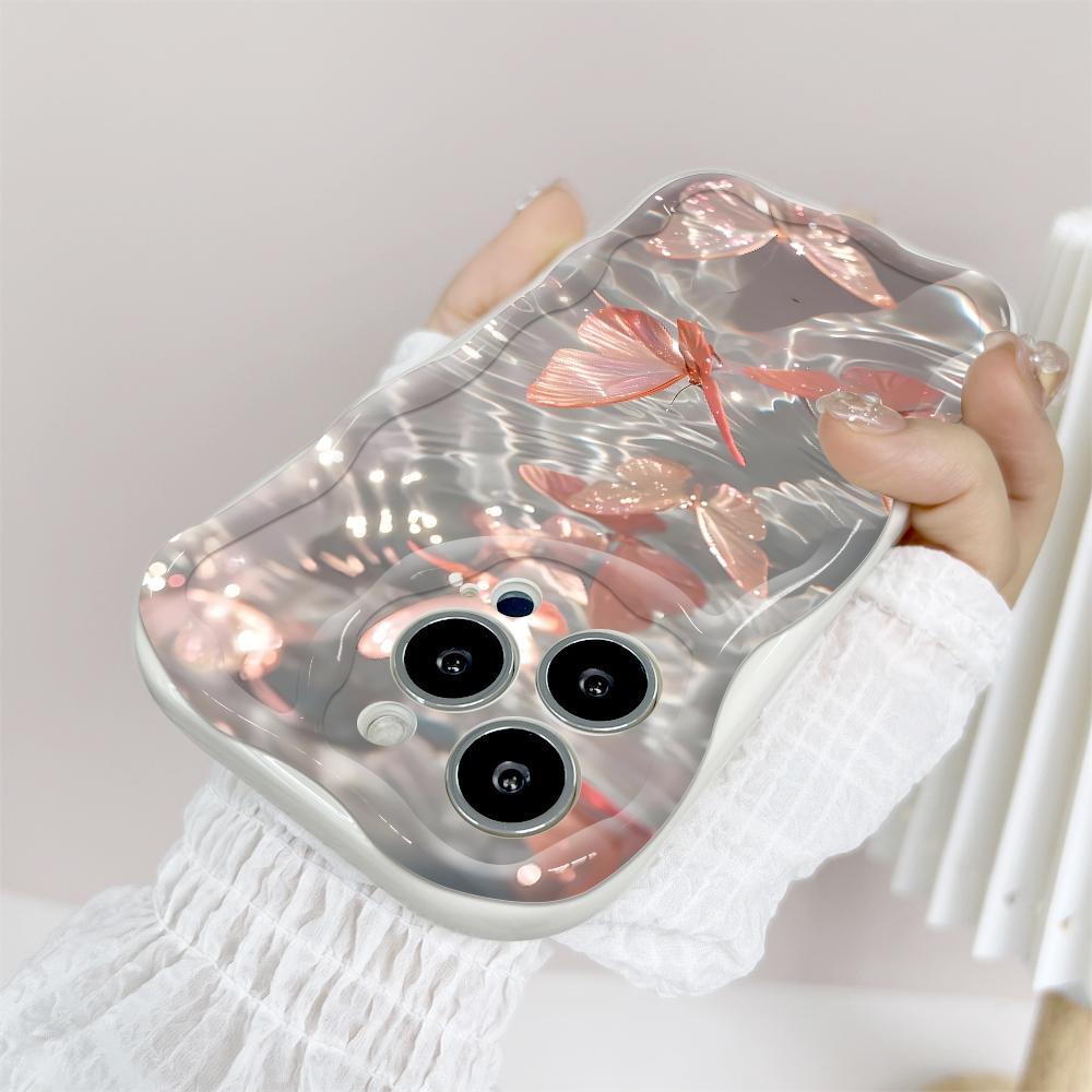 Cartoon Pattern Cream Texture Casing Wavy Edge Soft Silicone Cover Phone Case for IPhone Samsung Huawei Honor Xiaomi Redmi Infinix Tecno