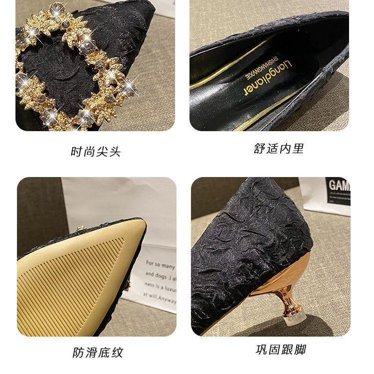 Light Blue Pointed Thin Heel Femininity Single Shoes Women's New French Girl Short Heel High Heels