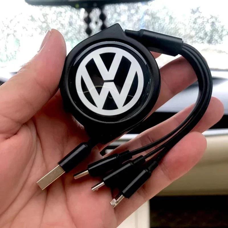 

2026 Гарячий для VW VOLKSWAGEN Автомобільний Телефон 3-в-1 Тип C Micro USB Кабель Зарядка для Volkswagen Touran MK5 Passat MK7 MK4 Polo Golf Jetta білий
