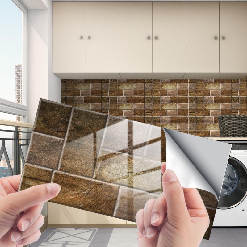

12/24/48Pcs Glossy Faux Marble Brick Peel and Stick Wall Tiles, Self Adhesive Backsplash Stickers for Kitchen Bathroom Decor 12PCS