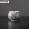 Chinese Enamel Colored Thousand Flowers Teacup Pure Silver Gilded Master Cup Juxiang Aroma Cup Ceramic Chazhan Tea Kung Fu Set