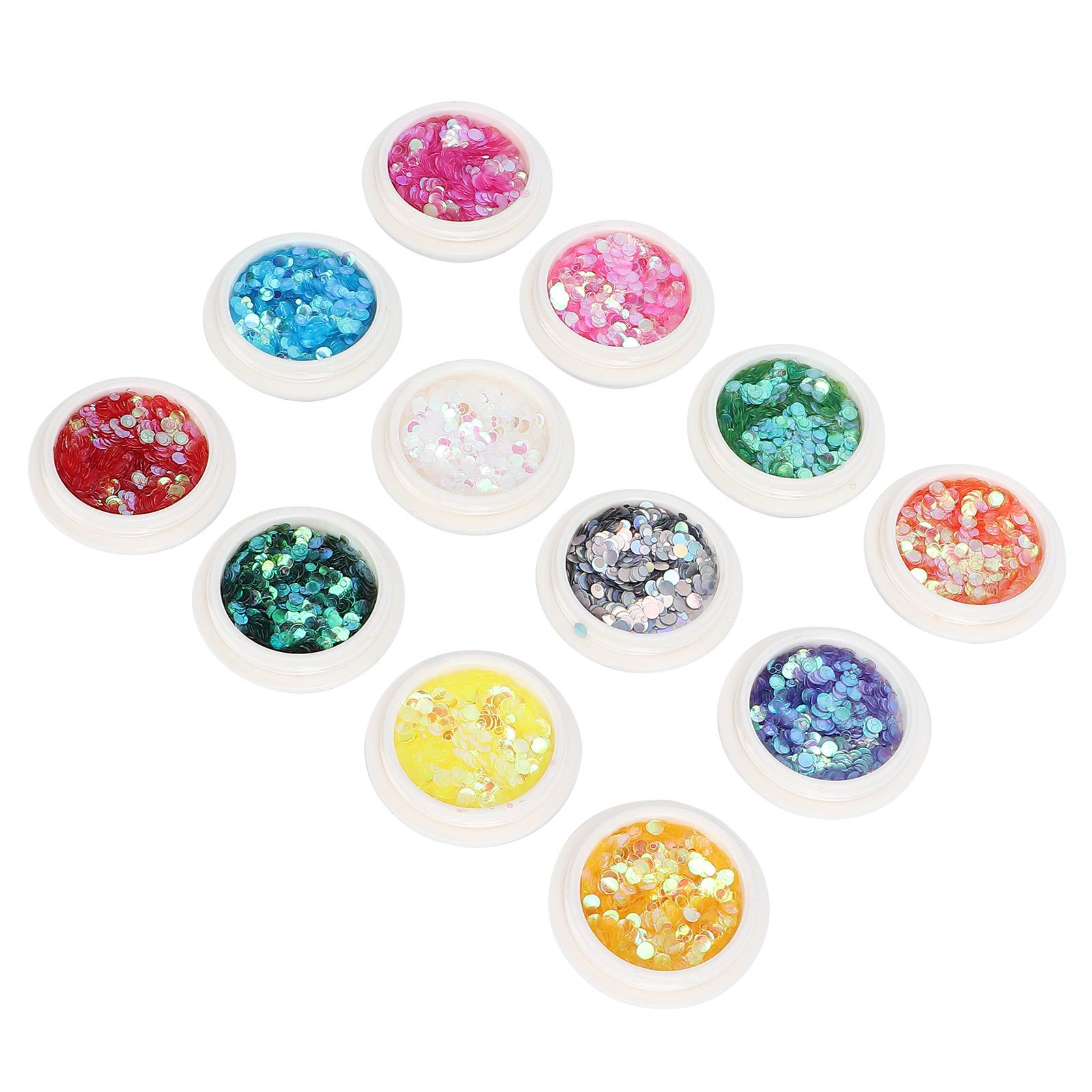 

12 шт. Маникюрные смешанные блестки для ногтей, украшение для ногтей, круглая блестящая пудра