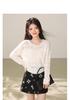 2026 Women's Korean-Style Beaded Hollow Pullover Sweater, Autumn Knitwear with Relaxed Design