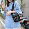 Fashion Canvas Small Bag Japanese Ins Women Shoulder Bag Cute Funny Personality Embroidery Bear Teenager Girl Student Transparent Messenger Bag