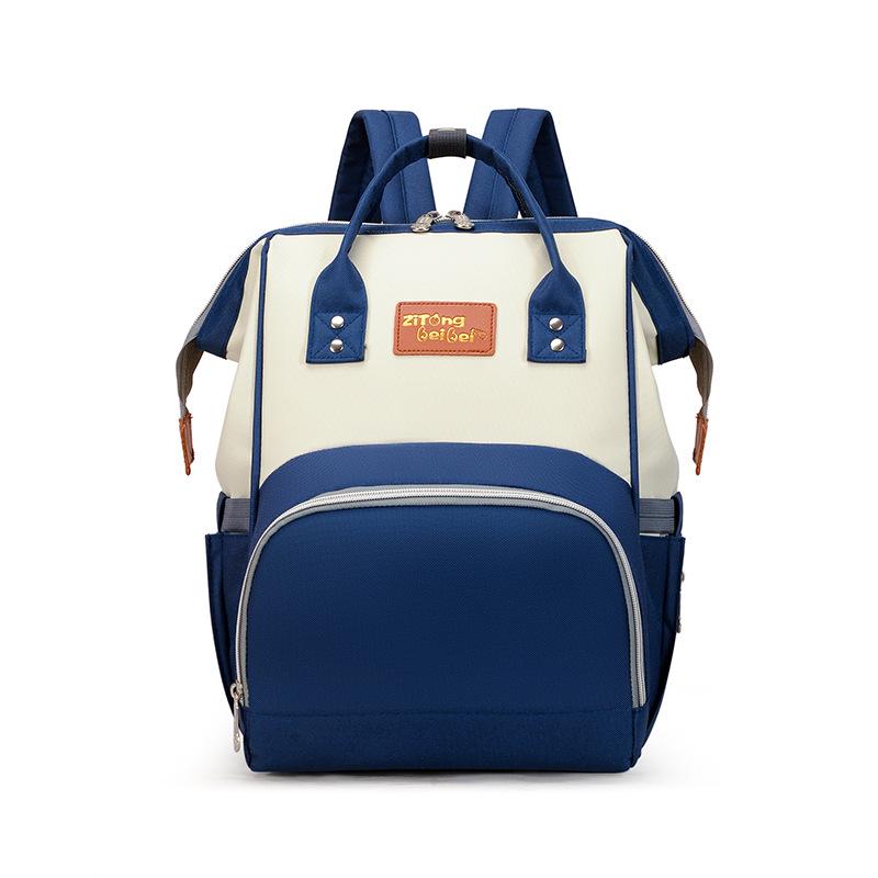 2025 Korean Style Mommy Backpack: Multifunctional Fashion Canvas Color Block Bag with Baby Bottle Holder