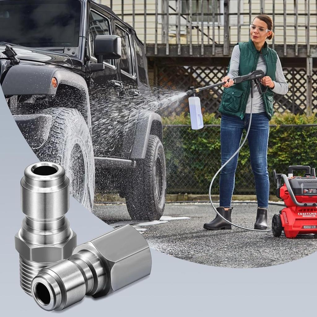 4 x Power Washer Hose Connector Coupling, Pressure Washer Quick Coupling 1/4 Inch Accessories for Pressure Washer (Silver)