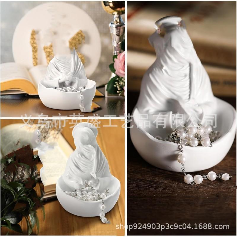 Goddess Gift Decorative Bowl Bookshelf Console Table Jewelry Display Stand Home Resin