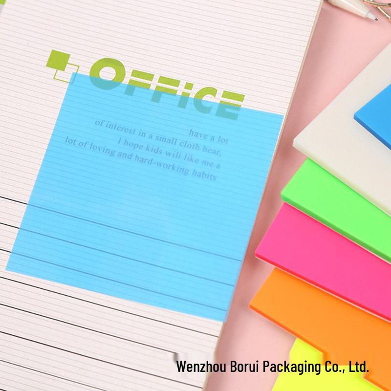 Transparent Colored PET Sticky Notes - Reusable, See-Through, Fluorescent Index Stickers