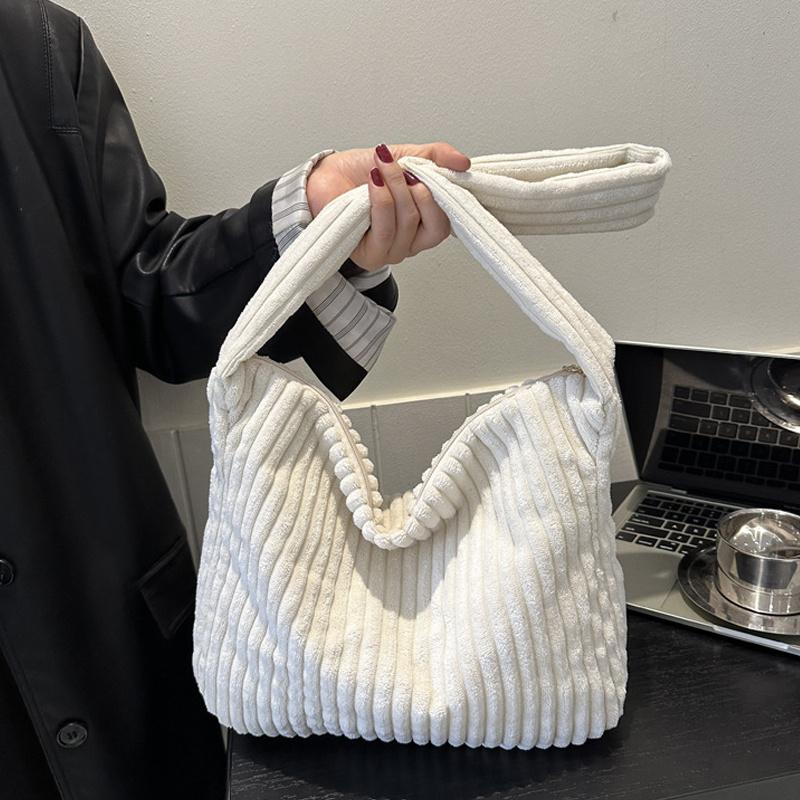 Winter Tote Bag for Women Large Capacity Handbags Casual Shoulder Bags Trend Female Corduroy Shopper Crossbody Bag