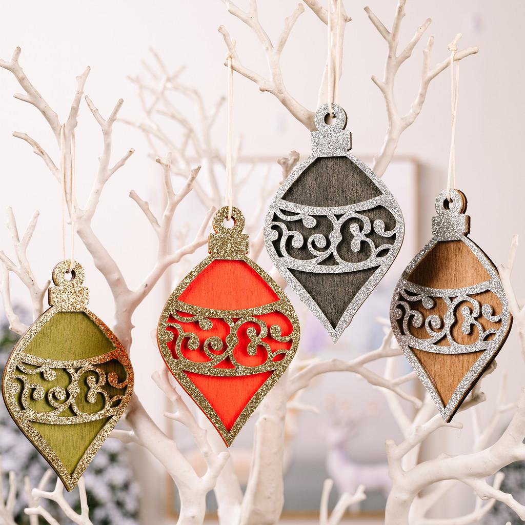 Colorful Wooden Christmas Ornaments With Festive Patterns For Holiday Decor