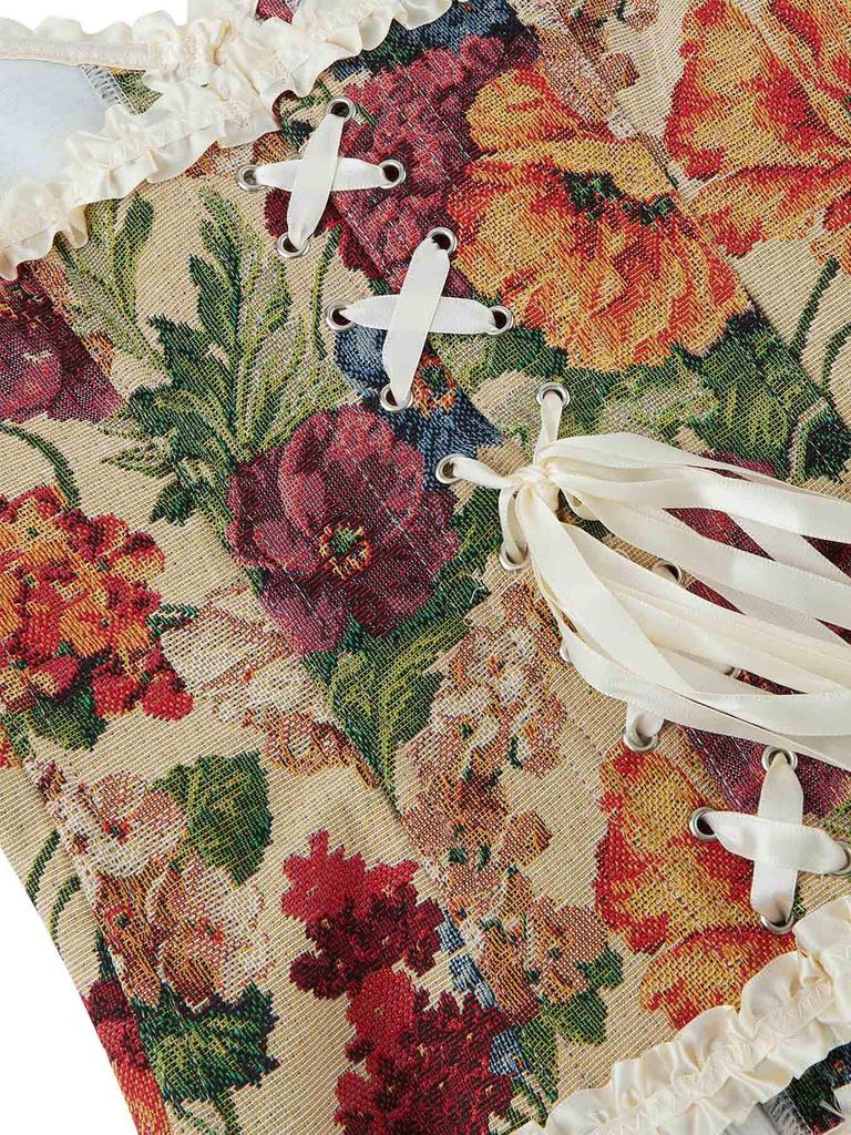 Body Corsetto Donna Senza Spalline Stampa Pizzo Spina di Pesce Francese: Capispalla Modellanti